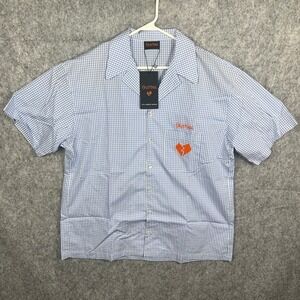 Self Made Gian Franco Villegas Vichy Bowling Shirt Blue Gingham Men's 2XL NWT